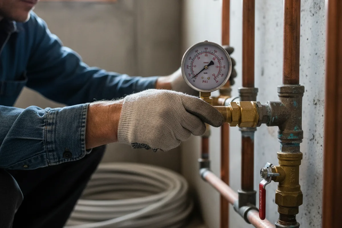 Pressure testing a repaired line during Water Line Repair in Mill Village
